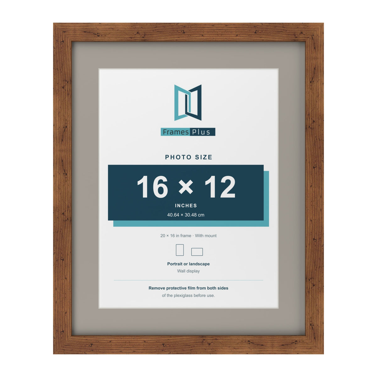Rustic 20 x 16 inch picture frame with a Dawn Grey mount for a 16 x 12 inch photo