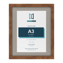 Rustic 20 x 16 inch picture frame with a Dawn Grey mount for an A3 photo