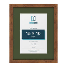 Rustic 20 x 16 inch picture frame with a green mount for a 15 x 10 inch photo