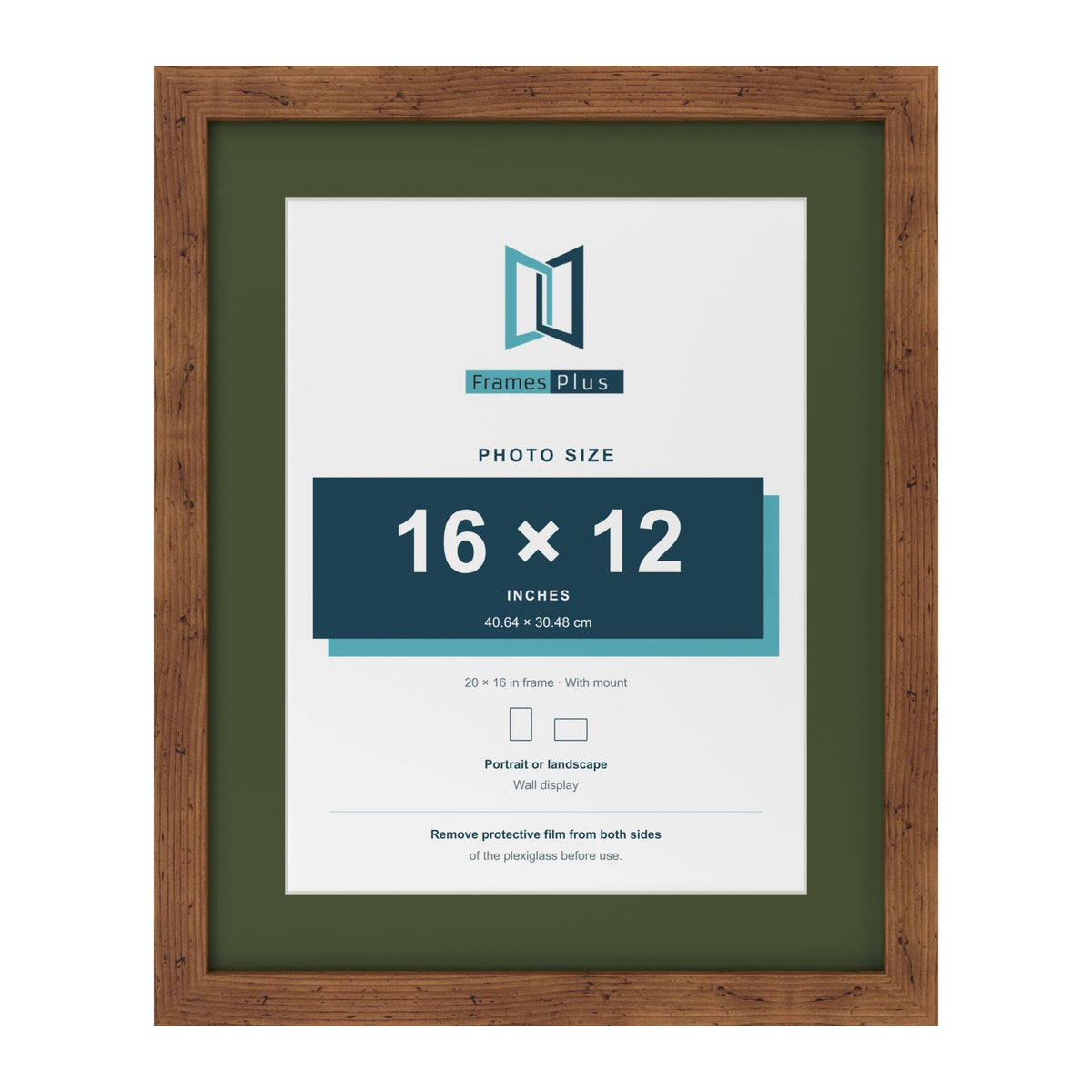 Rustic 20 x 16 inch picture frame with a green mount for a 16 x 12 inch photo