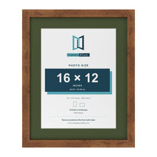 Rustic 20 x 16 inch picture frame with a green mount for a 16 x 12 inch photo