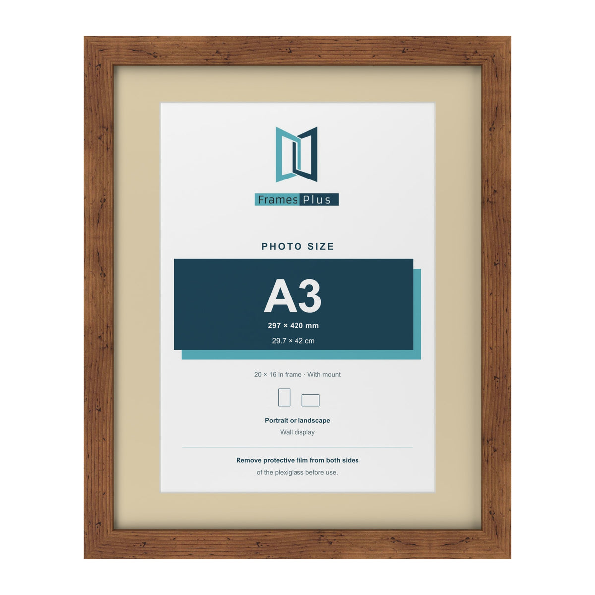 Rustic 20 x 16 inch picture frame with an ivory mount for an A3 photo