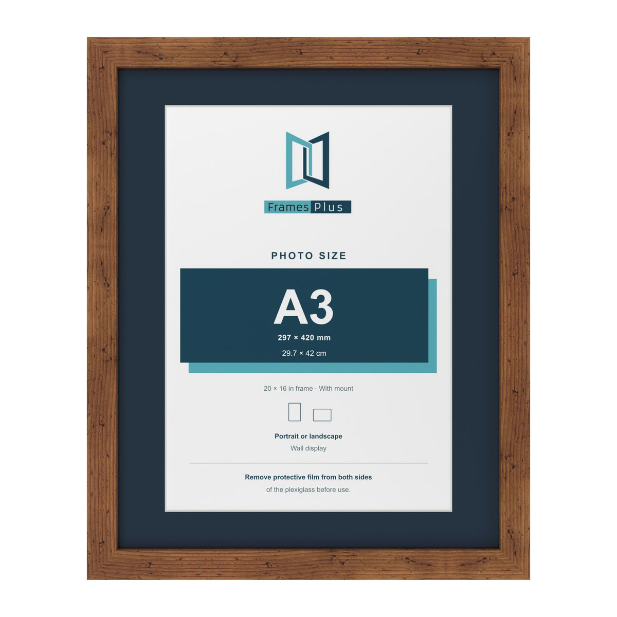Rustic 20 x 16 inch picture frame with a Pacific Blue mount for an A3 photo