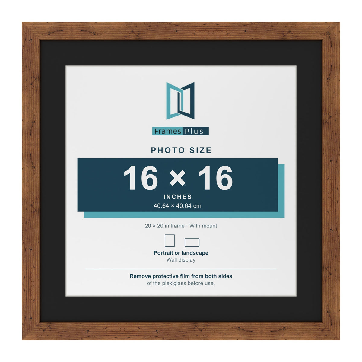 Rustic 20 x 20 inch picture frame with a black mount for a 16 x 16 inch photo