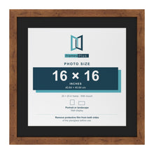 Rustic 20 x 20 inch picture frame with a black mount for a 16 x 16 inch photo