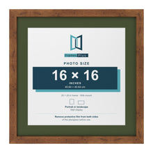 Rustic 20 x 20 inch picture frame with a green mount for a 16 x 16 inch photo