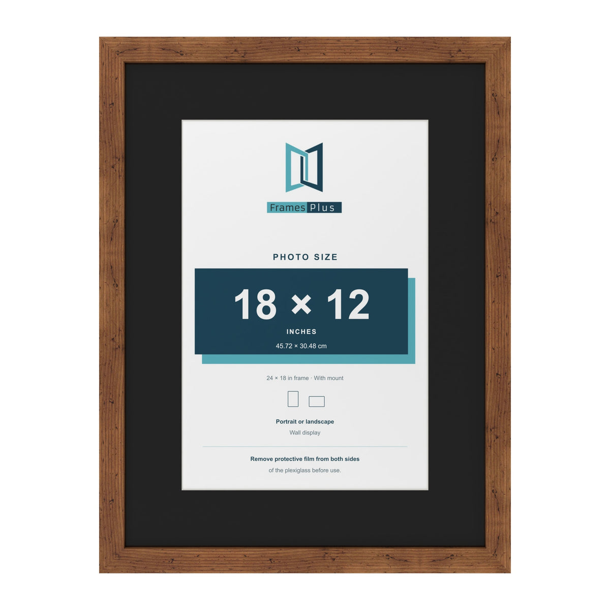 Rustic 24 x 18 inch picture frame with a black mount for an 18 x 12 inch photo