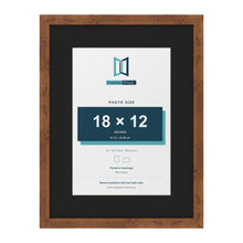 Rustic 24 x 18 inch picture frame with a black mount for an 18 x 12 inch photo