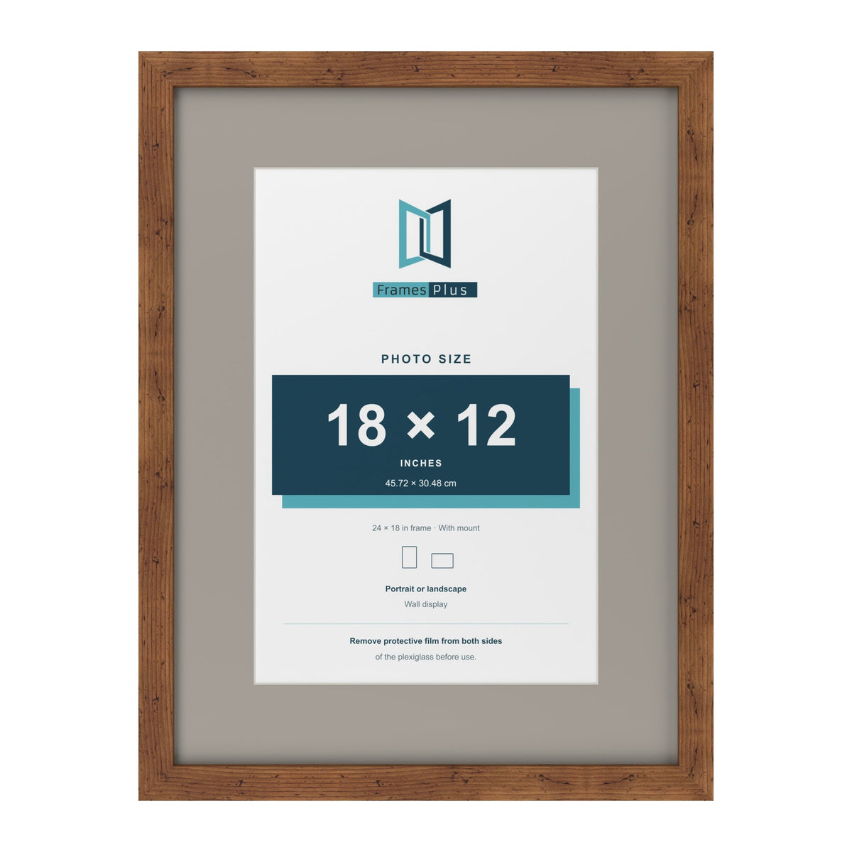Rustic 24 x 18 inch picture frame with a Dawn Grey mount for an 18 x 12 inch photo