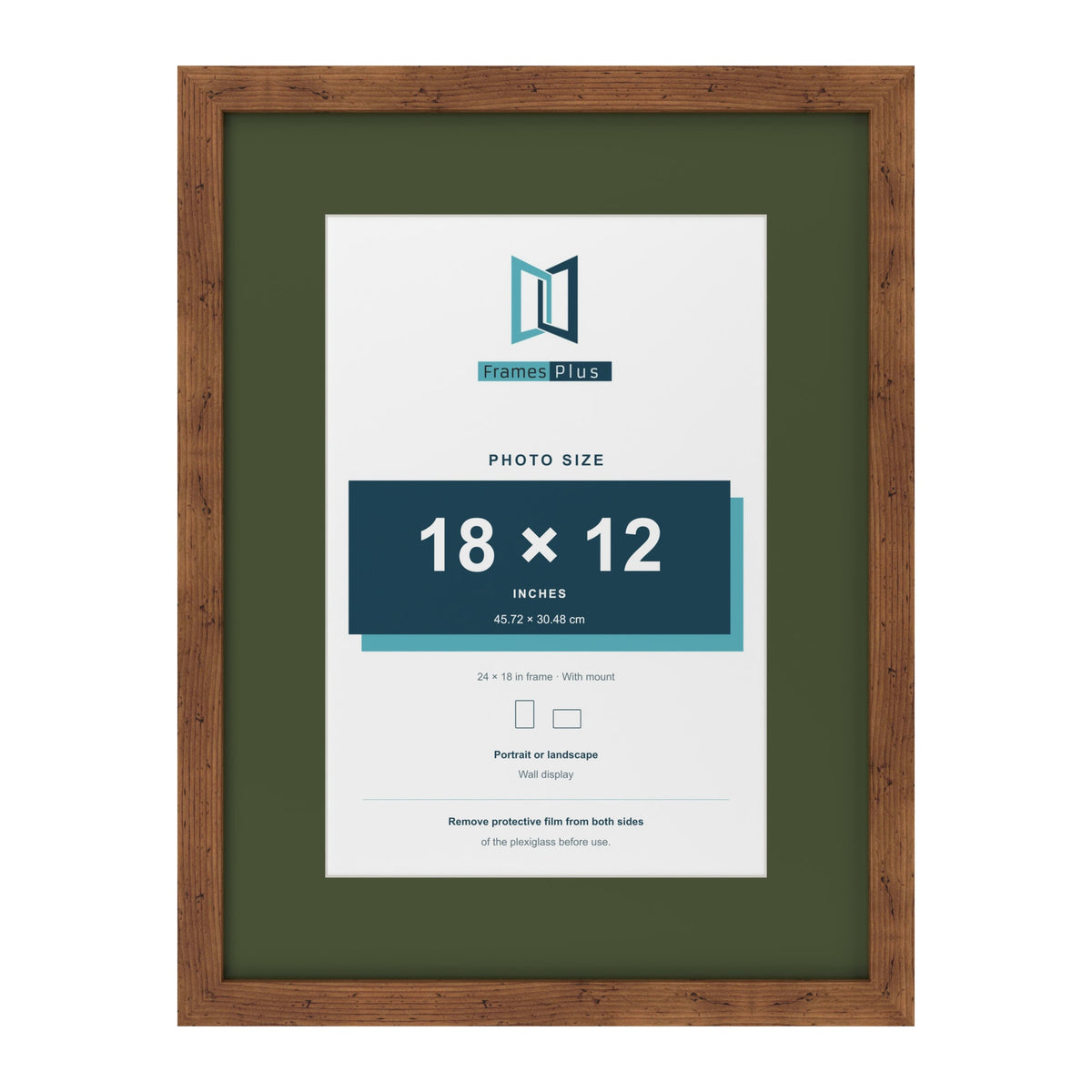 Rustic 24 x 18 inch picture frame with a green mount for an 18 x 12 inch photo
