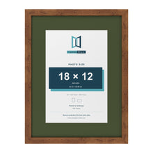 Rustic 24 x 18 inch picture frame with a green mount for an 18 x 12 inch photo