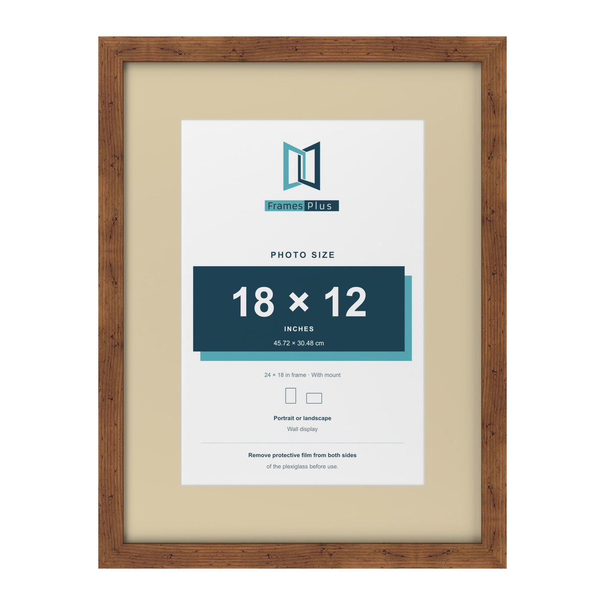 Rustic 24 x 18 inch picture frame with an ivory mount for an 18 x 12 inch photo