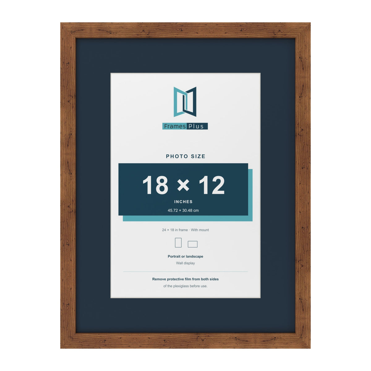 Rustic 24 x 18 inch picture frame with a Pacific Blue mount for an 18 x 12 inch photo