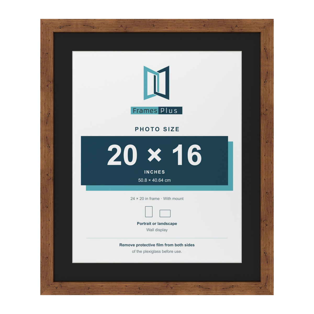 Rustic 24 x 20 inch picture frame with a black mount for a 20 x 16 inch photo