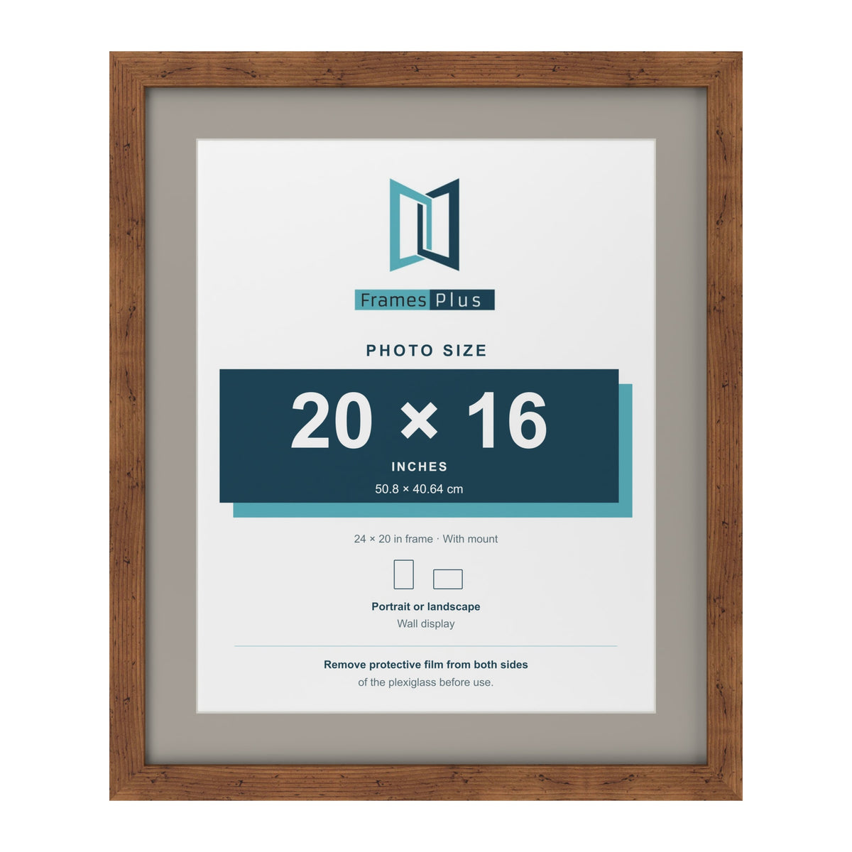Rustic 24 x 20 inch picture frame with a Dawn Grey mount for a 20 x 16 inch photo
