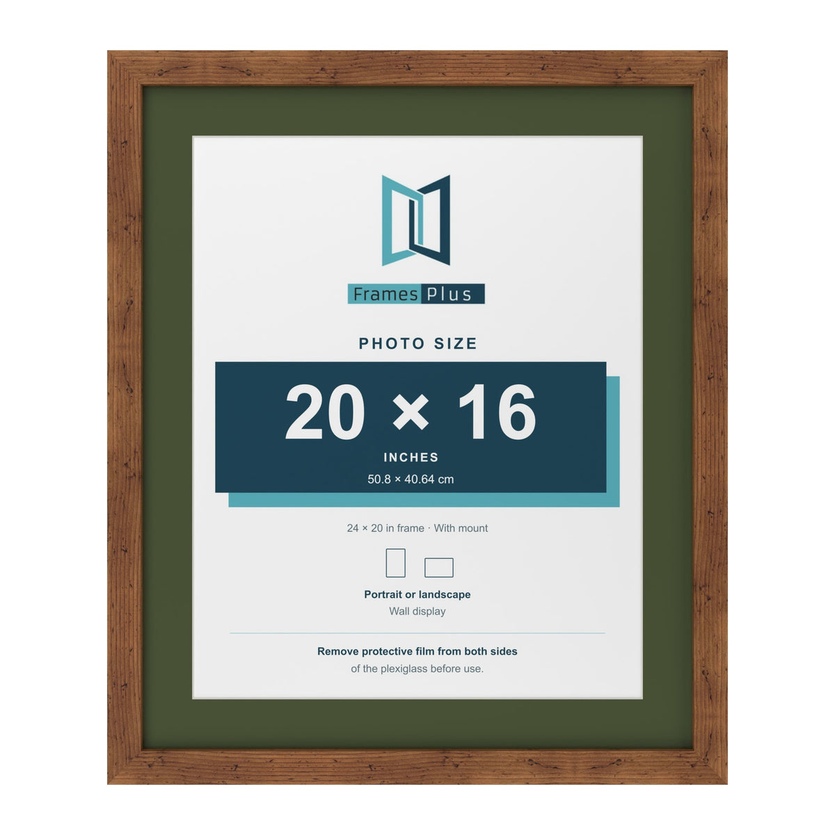 Rustic 24 x 20 inch picture frame with a green mount for a 20 x 16 inch photo