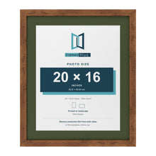 Rustic 24 x 20 inch picture frame with a green mount for a 20 x 16 inch photo