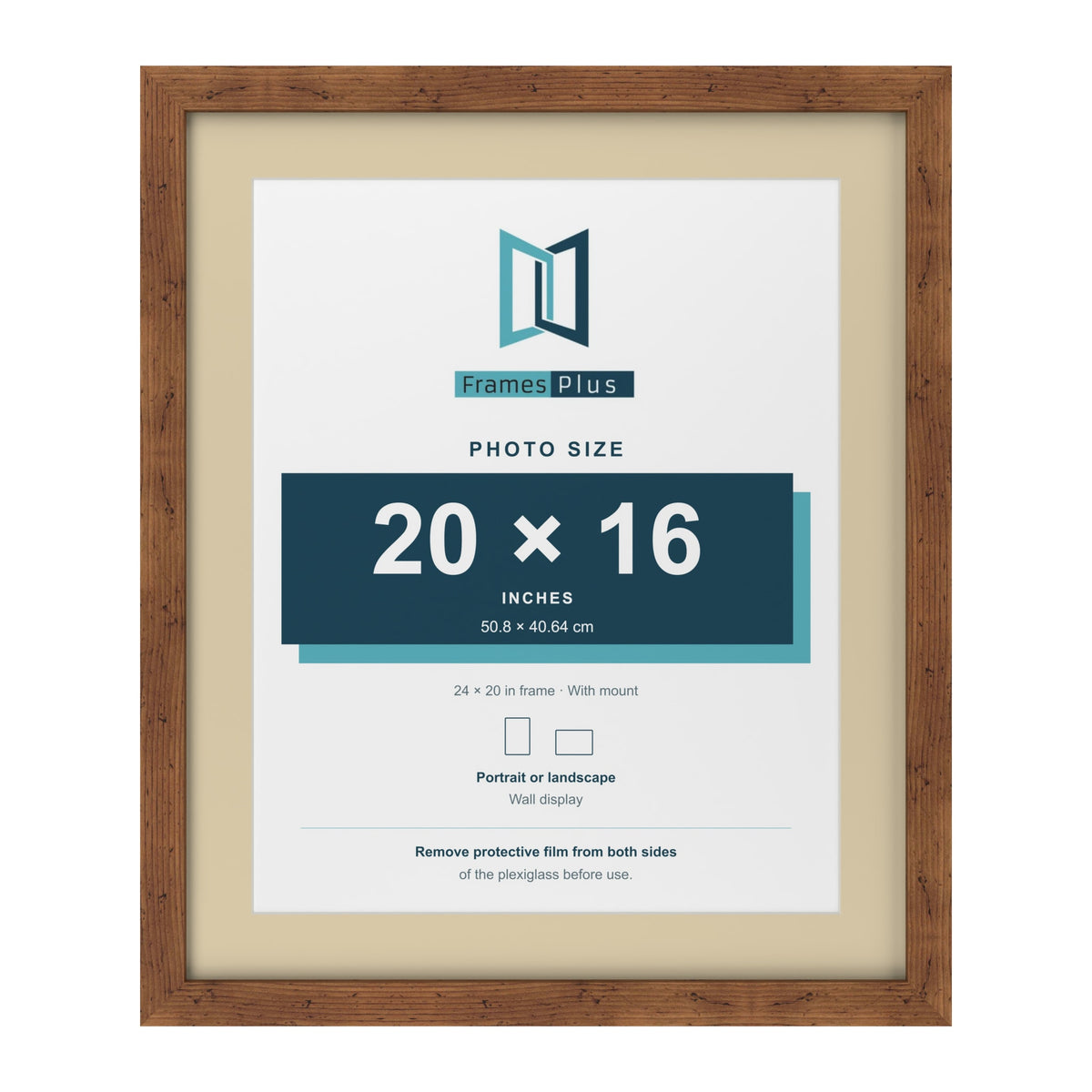 Rustic 24 x 20 inch picture frame with an ivory mount for a 20 x 16 inch photo