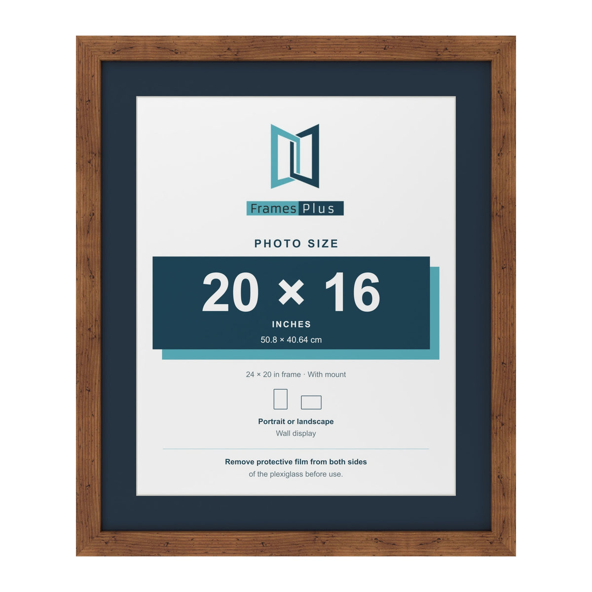 Rustic 24 x 20 inch picture frame with a Pacific Blue mount for a 20 x 16 inch photo