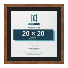 Rustic 24 x 24 inch picture frame with a black mount for a 20 x 20 inch photo
