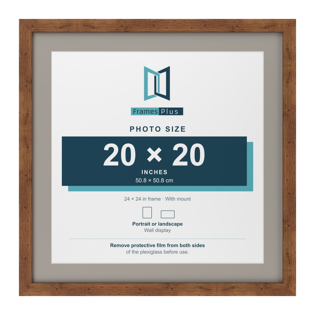 Rustic 24 x 24 inch picture frame with a Dawn Grey mount for a 20 x 20 inch photo