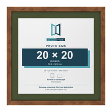 Rustic 24 x 24 inch picture frame with a green mount for a 20 x 20 inch photo