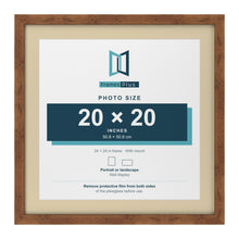 Rustic 24 x 24 inch picture frame with an ivory mount for a 20 x 20 inch photo