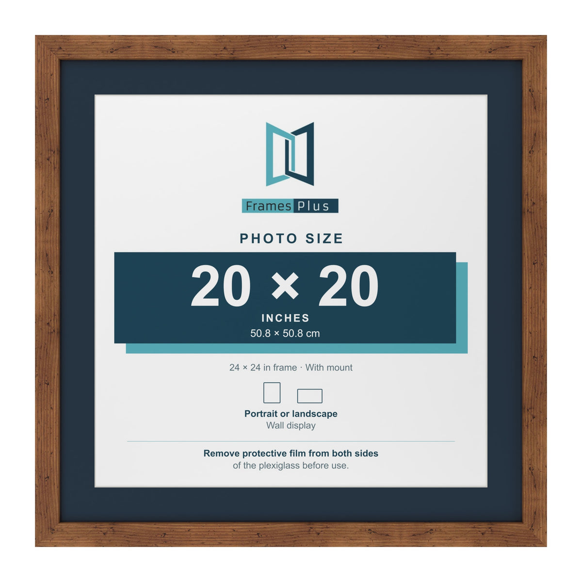 Rustic 24 x 24 inch picture frame with a Pacific Blue mount for a 20 x 20 inch photo