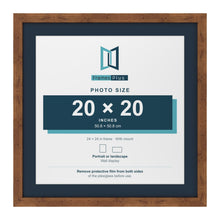 Rustic 24 x 24 inch picture frame with a Pacific Blue mount for a 20 x 20 inch photo