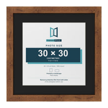 Rustic 40 x 40 cm picture frame with a black mount for a 30 x 30 cm photo