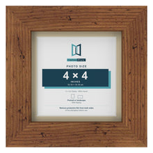 Rustic 5 x 5 inch picture frame with an ivory mount for a 4 x 4 inch photo