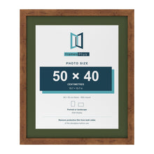 Rustic 60 x 50 cm picture frame with a green mount for a 50 x 40 cm photo