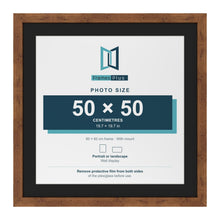 Rustic 60 x 60 cm picture frame with a black mount for a 50 x 50 cm photo