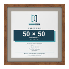 Rustic 60 x 60 cm picture frame with a Dawn Grey mount for a 50 x 50 cm photo