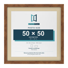 Rustic 60 x 60 cm picture frame with an ivory mount for a 50 x 50 cm photo