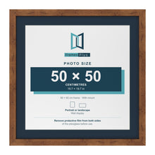 Rustic 60 x 60 cm picture frame with a Pacific Blue mount for a 50 x 50 cm photo