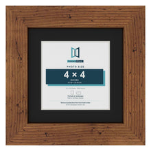 Rustic 6 x 6 inch picture frame with a black mount for a 4 x 4 inch photo