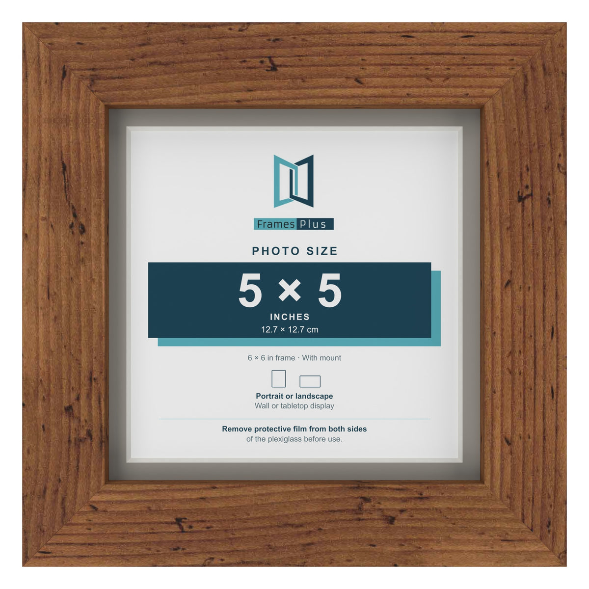 Rustic 6 x 6 inch picture frame with a Dawn Grey mount for a 5 x 5 inch photo