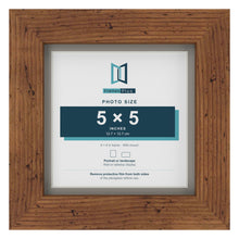 Rustic 6 x 6 inch picture frame with a Dawn Grey mount for a 5 x 5 inch photo