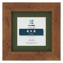 Rustic 6 x 6 inch picture frame with a green mount for a 4 x 4 inch photo