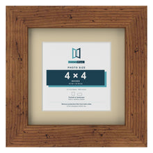 Rustic 6 x 6 inch picture frame with an ivory mount for a 4 x 4 inch photo