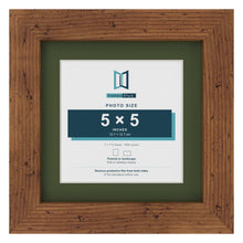 Rustic 7 x 7 inch picture frame with a green mount for a 5 x 5 inch photo