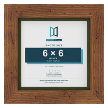 Rustic 7 x 7 inch picture frame with a green mount for a 6 x 6 inch photo