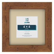 Rustic 7 x 7 inch picture frame with an ivory mount for a 4 x 4 inch photo