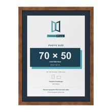Rustic 80 x 60 cm picture frame with a Pacific Blue mount for a 70 x 50 cm photo