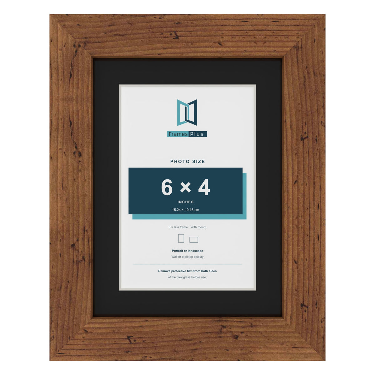 Rustic 8 x 6 inch picture frame with a black mount for a 6 x 4 inch photo