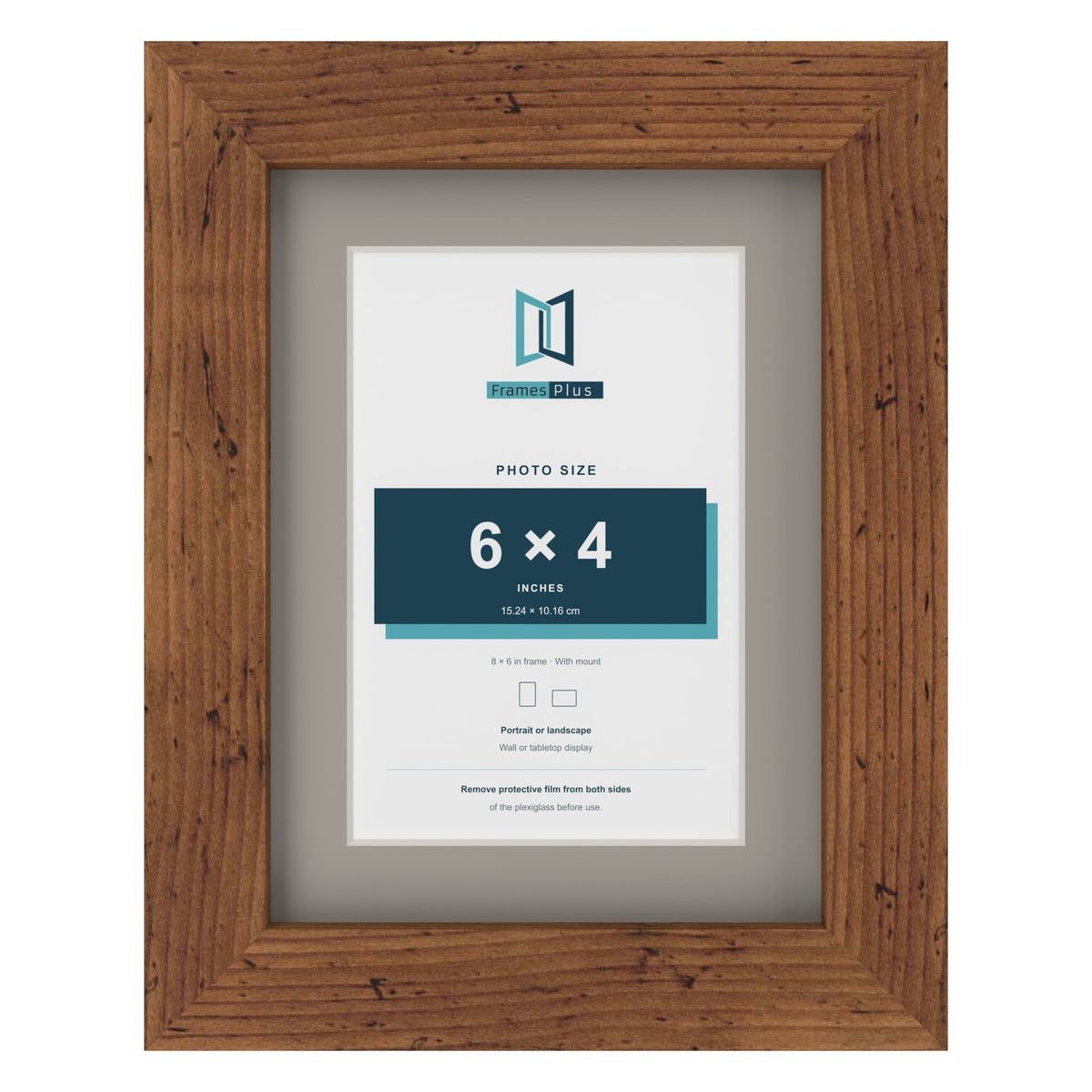 Rustic 8 x 6 inch picture frame with a Dawn Grey mount for a 6 x 4 inch photo