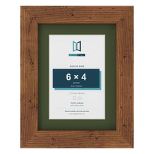 Rustic 8 x 6 inch picture frame with a green mount for a 6 x 4 inch photo