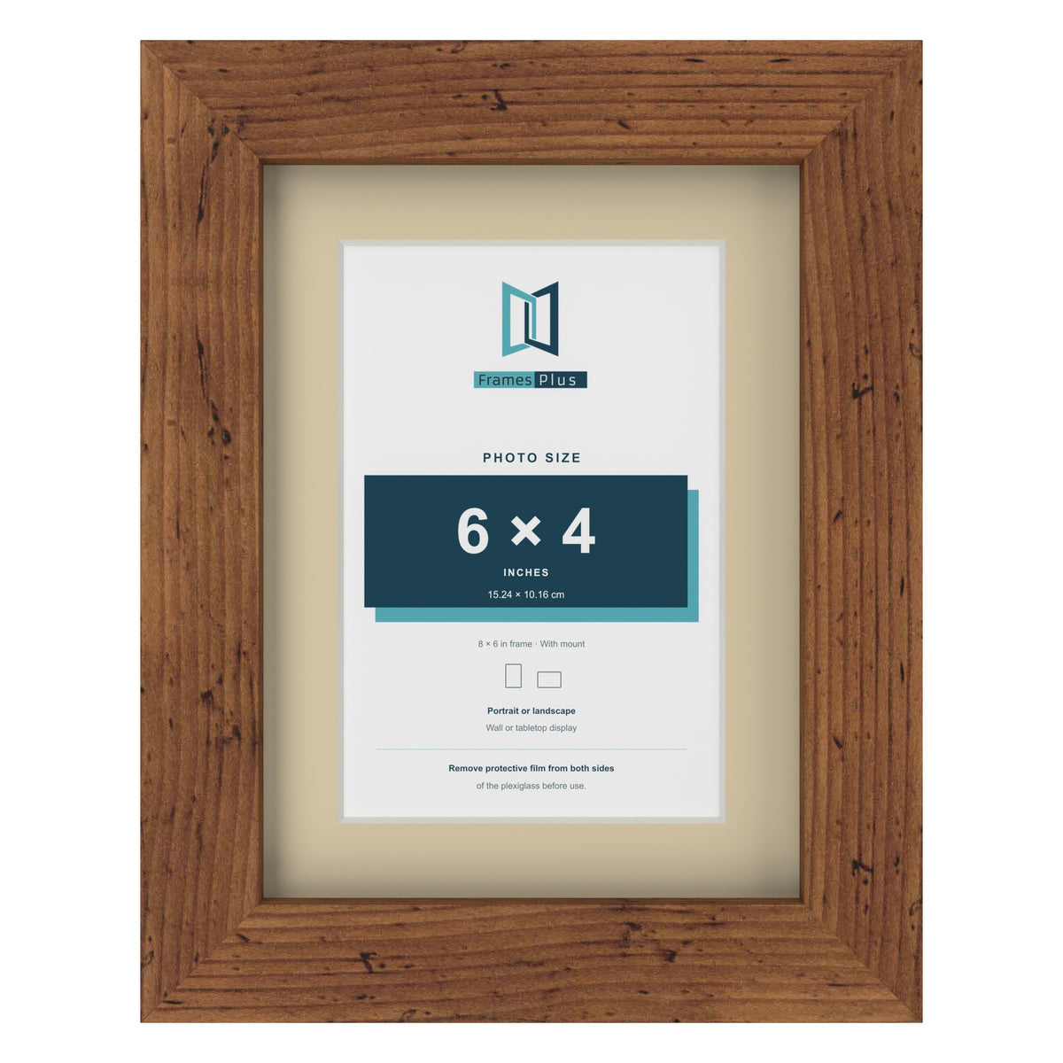 Rustic 8 x 6 inch picture frame with an ivory mount for a 6 x 4 inch photo