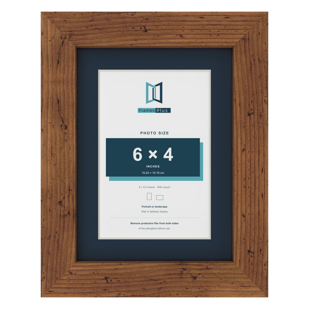 Rustic 8 x 6 inch picture frame with a Pacific Blue mount for a 6 x 4 inch photo
